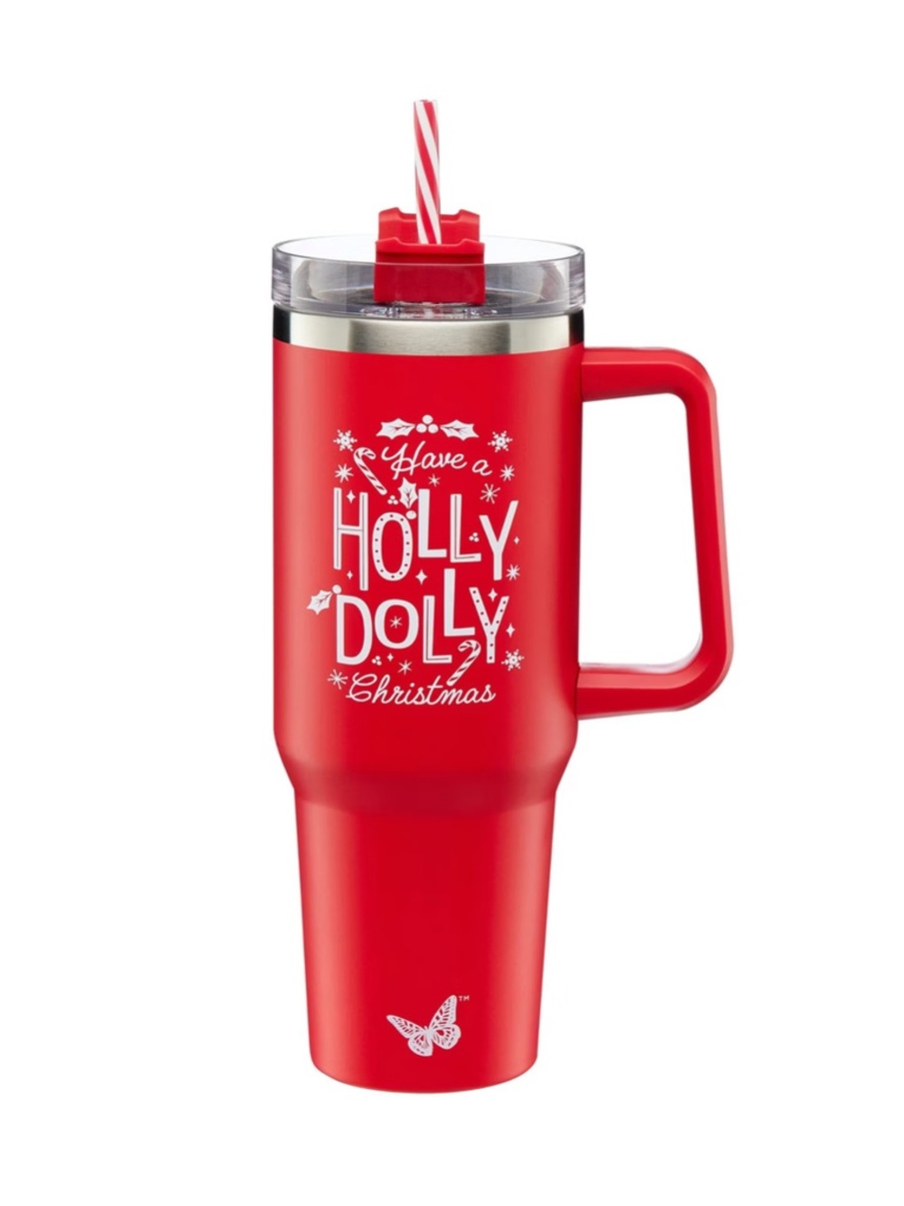 Dolly Parton Red 'Have a Holly Dolly Christmas' Travel Tumbler with Straw, 40 oz